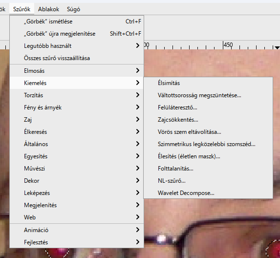 A szűrő helye: Szűrők › Kiemelés › Vörös szem eltávolítása…