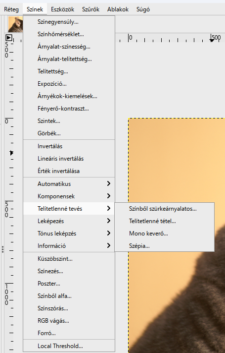 Színek › Telítetlenné tevés › Telítetlenné tétel…