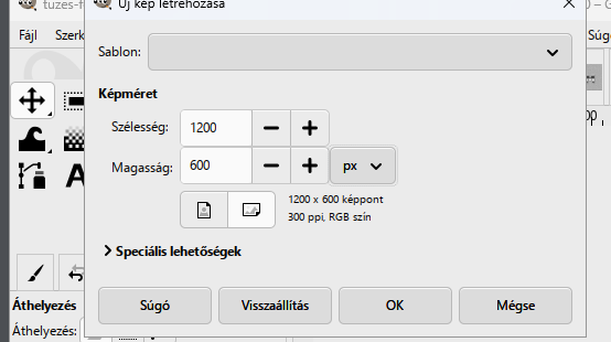 Fájl › Új…: 1200 × 600 képpontos, fehér hátterű kép.