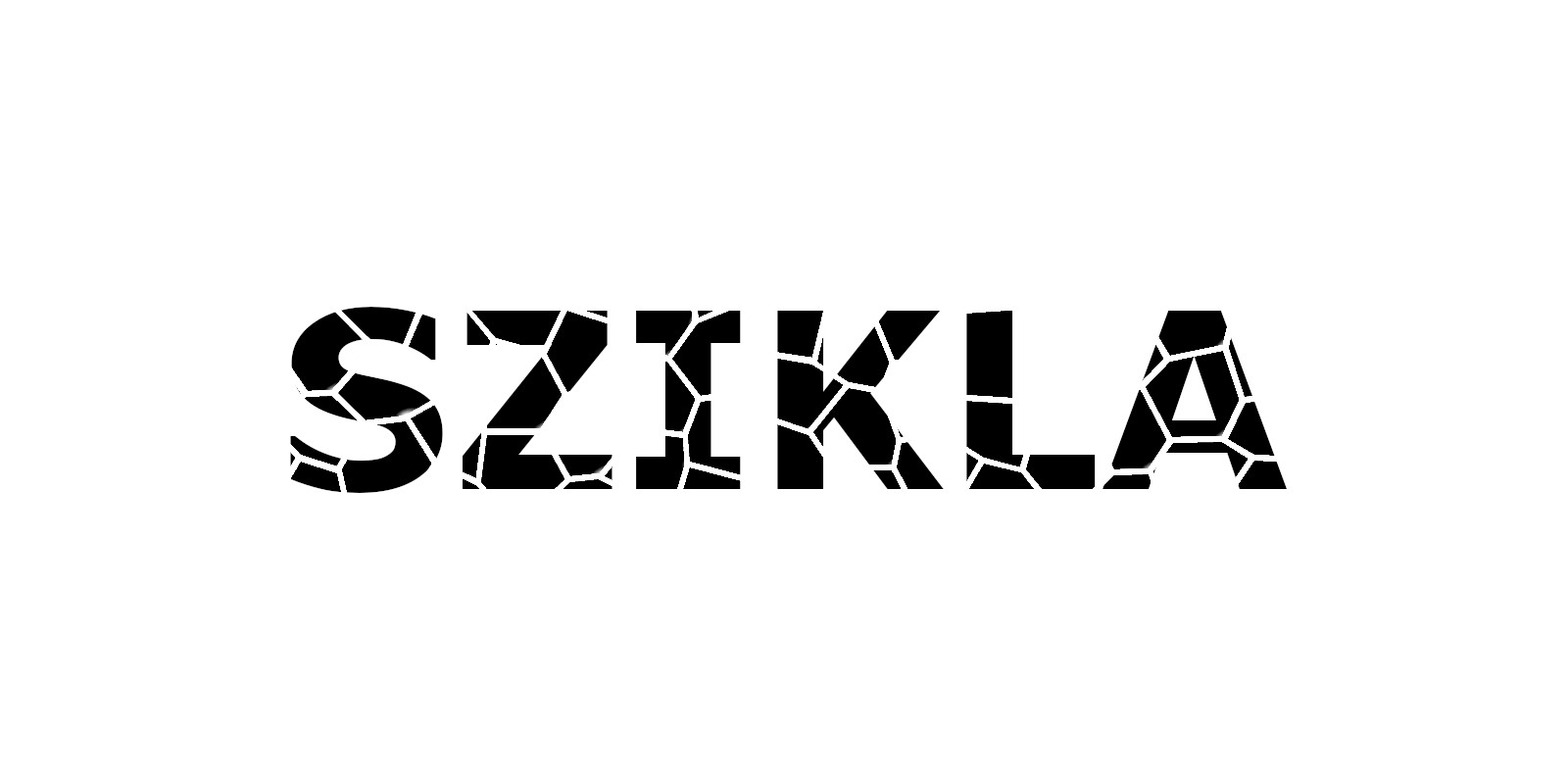 A fehér kitöltés után: a repedések átvágják a betűket, minden betű több darabra tört.