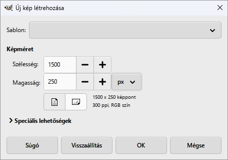 Az Új kép a menünek: 1500 × 250 képpont.